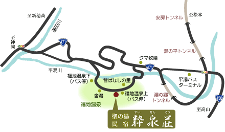 粋泉荘までの詳細地図